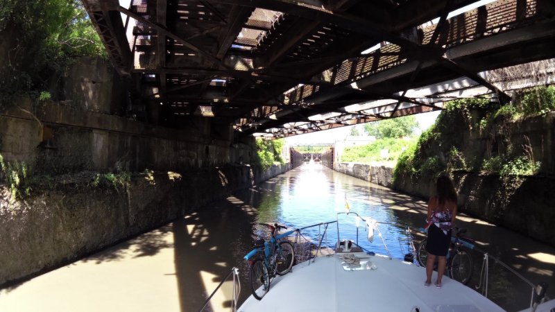 It was a tight fit under some of the bridges on the Erie Canal, but we made it