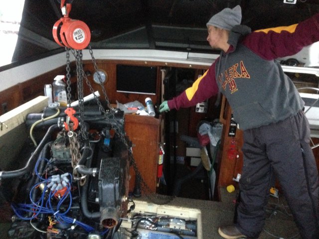 Day 2 (of work) - Old engines out and on the back deck. New engines unwrapped.