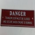 Transom Door 'Danger' Placard
